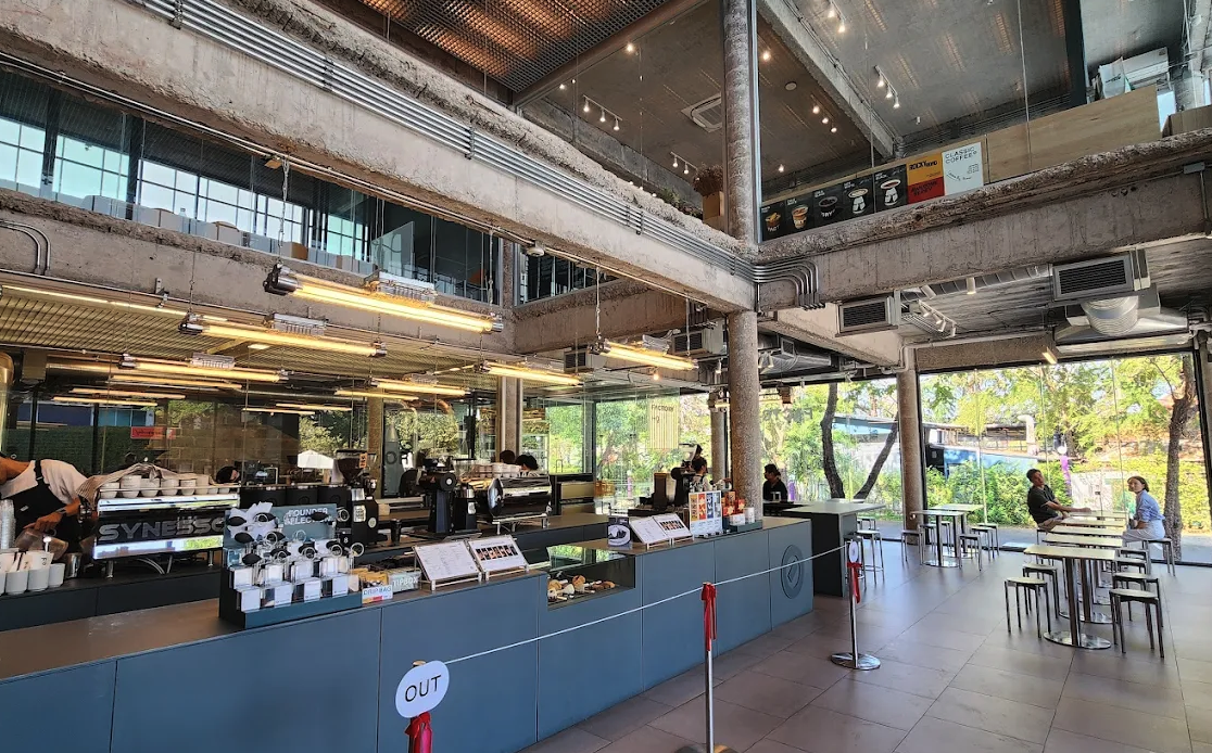 Factory Coffee drinks and service counter